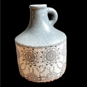 Rustic Ceramic Decorative Jug Vase in Gray & White